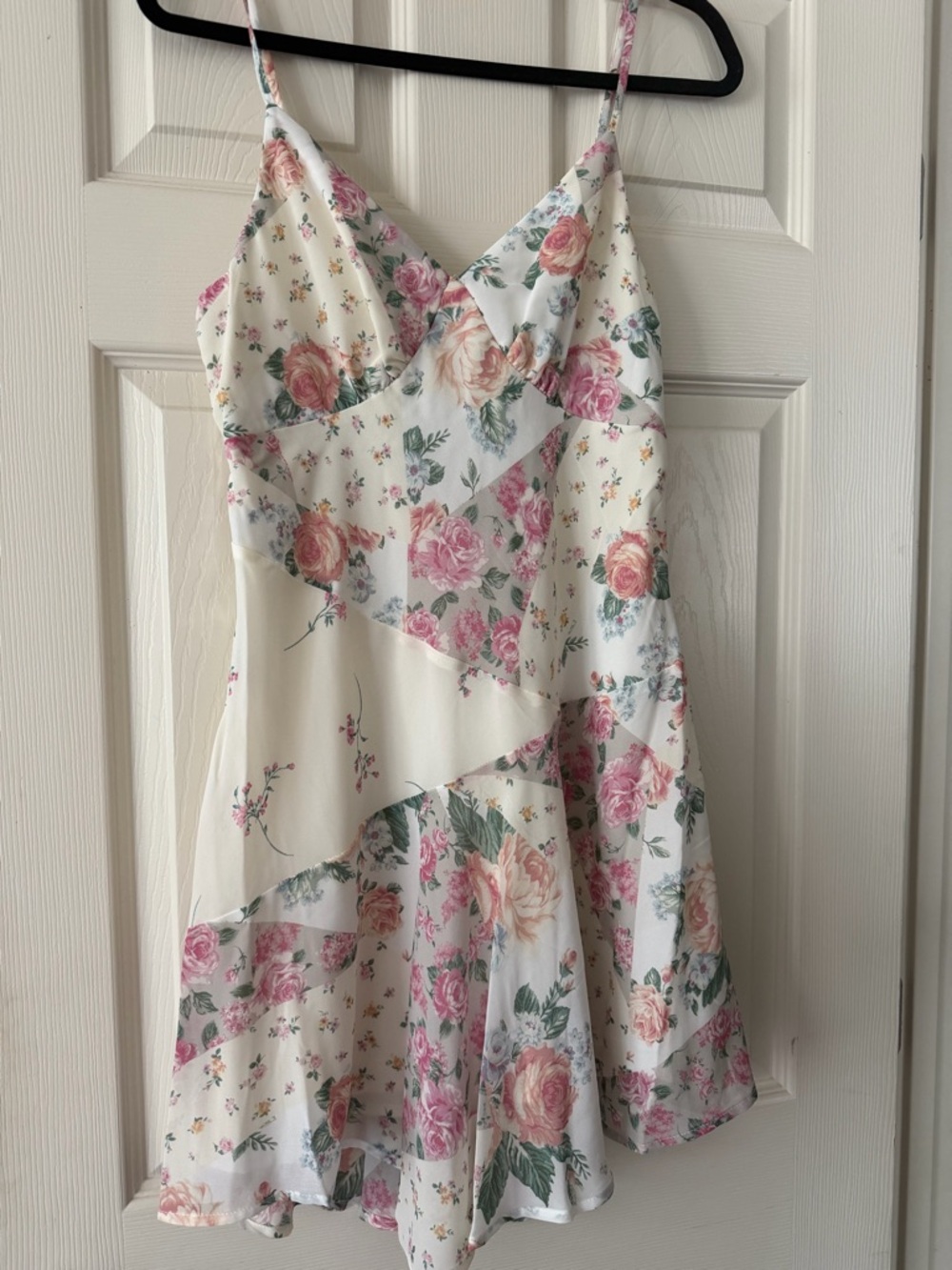 wild fable Cream Floral Mini Dress with Pink Roses - Picture 4 of 4